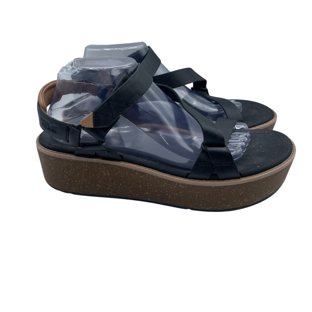 Teva Leather Zymic Platform Wedge Sandal Black Womens 11 - Picture 3 of 8